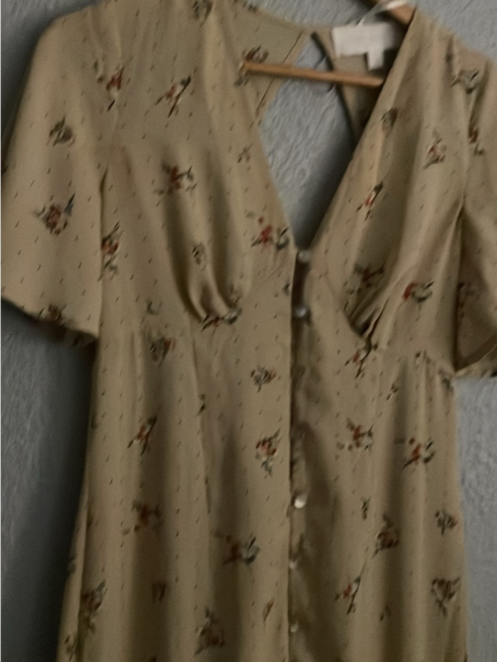 Beige Floral Button-Front superfoxx Dress